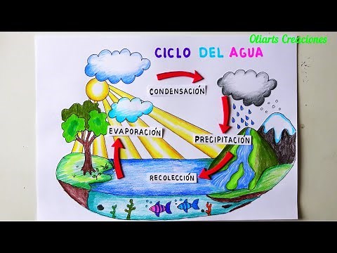Como dibujar el CICLO del AGUA paso a paso/ Drawing the WATER CYCLE