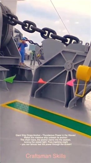 Giant Ship Drops Anchor—Thunderous Power in the Waves!#shorts