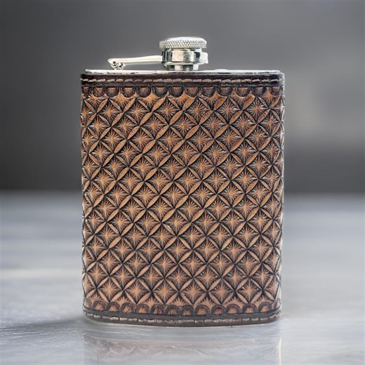 Western Carved Leather Wrapped Flask, Cowboy Rodeo Flask, Leather Flask Groomsmen Best Man Gifts Father's Day Gift Dad's Gift - Etsy