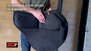 ECP Equine Comfort Products All-Purpose Contoured Correction Saddle Pad with Adjustable Memory Foam Inserts for Custom Support, Non-Slip, Shock Absorbing, 22” Spine, 19.5” Drop