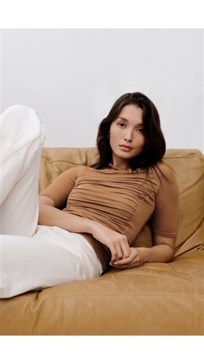 In the “comfort zone” with our Logan Top. #MarcellaNYC #LoganTop #BehindtheScenes #MinimalismwithanEdge | Marcella NYC