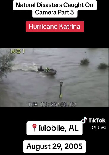 Natural disasters caught on camera part 3. Hurricane katrina struck the gulf coast back on august 29, 2005. Storm surge up to 28 feet was recorded in southern Mississippi. One of the most destructive and powerful storms we will ever see hit the united states. 🎥: rdtony, herby, lostnawlinsnative, streamline films #weather #hurricane #katrina #louisiana #mississippi #alabama #gulfcoast #unitedstates #naturaldisaster #caughtoncamera #fyp