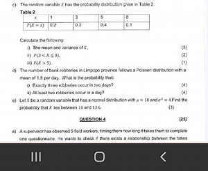 c) The random variable X has the probability distribution given... | Filo