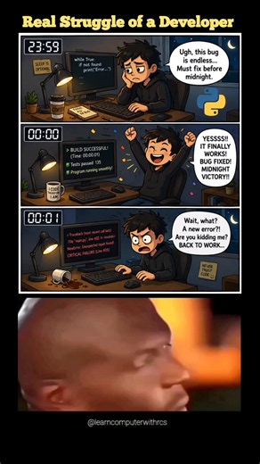Real Struggle of Midnight Developer 💻 #memes #funny#coding #shorts @LearnComputerWithRCS