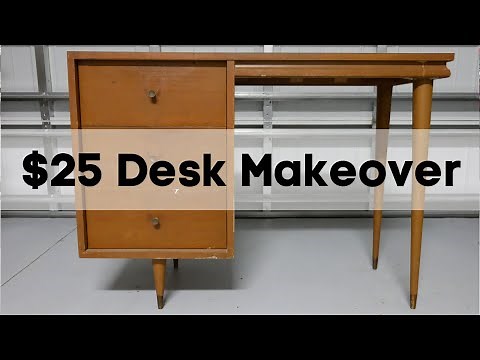 Mid Century Modern Desk Restoration |Trash to Treasure| Replacing laminate with wood |Furniture Flip