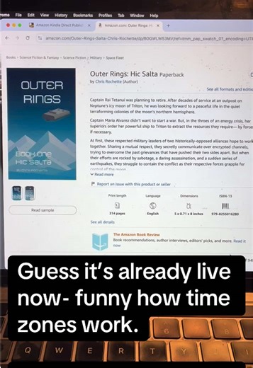 Outer Rings, book 1 is live on Amazon and Kindle. Guess I get to go to sleep as a published author. Cool. #fyp #scifi #writertok #indieauthor #authortok