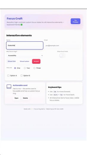 CSS Focus States That Look TOO GOOD! 💡💙 #htmlcss #css #cssprojects