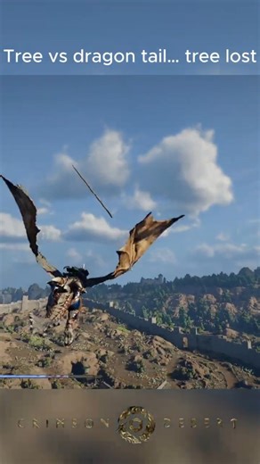 Random tree hits tail—dragon plays catch #crimsondesertgame #goty2026