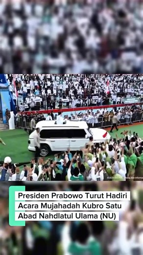 Presiden Prabowo Subianto turut memeriahkan acara Mujahadah Kubro Satu Abad Nahdlatul Ulama (NU) yang diselenggarakan di Stadion Gajayana, Malang, pada Minggu (08/02/2026).#radarlamongan