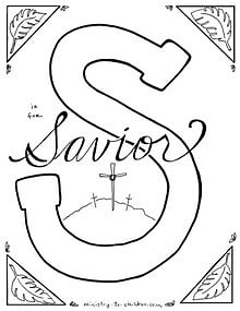 "S is for Savior" Bible Alphabet Coloring Page