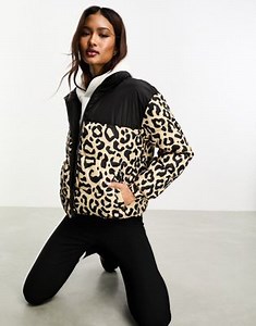 ONLY colour block padded jacket in leopard & black  | ASOS