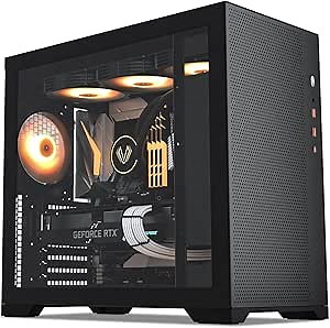 Vetroo AL-MESH-7C Compact ATX PC Case, Front Power Supply, Top 360mm Radiator Support, Type-C & USB 3.0 I/O Panel, High-Airflow Mesh Gaming Case w/Rear 120mm Addressable RGB & PWM Fan