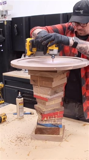Turning scraps into luxury table base…