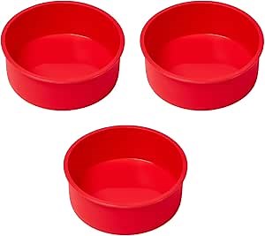 saphe 8 Inch round Cake Pans (3 Packs) - Non-Stick Mini Round Baking Pans, Silicone Cake Molds for Small Layer Cakes and Desserts (8 inch)