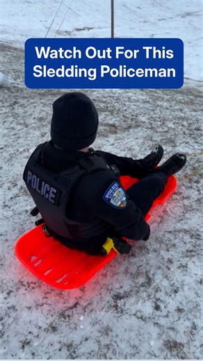 Watch out! Make sure to sled the speed limit, as this officer shows what happens when you go just a little too fast. | The Weather Channel