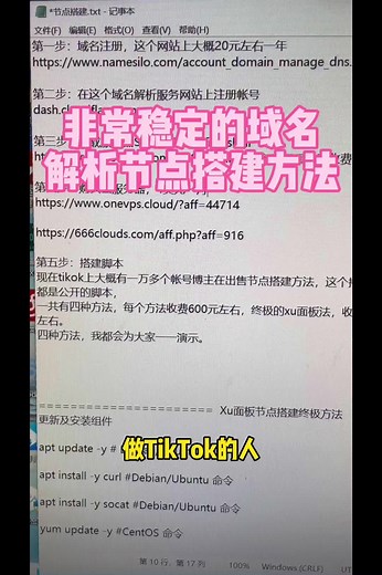 TK上一万多个帐号创作者的高价独立节点搭建方法全公开，这个介绍的是最稳定的域名解析搭建方法#tiktok节点搭建教学 #节点变现 #节点#节点订阅 #tiktok创业 #fyp #零播放