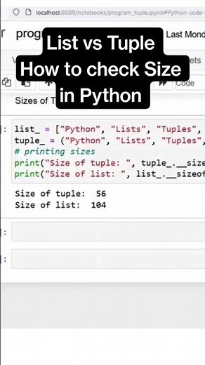 List vs Tuple Size Check Python Made Simple! #python #ai