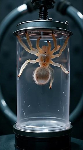 Albino Tarantula in a vacuum chamber until it explodes