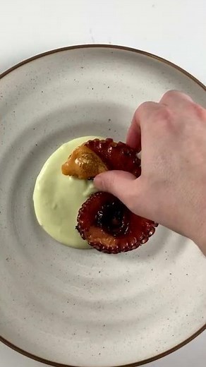 Very TENDER Octopus with Potato/Leek Puree and Salsa Verde!