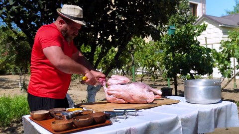 Mega Bird On Fire! Cooking Fat Turkey In The Oven