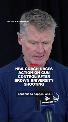 Following the shooting at Brown University, Golden State Warriors Head Coach Steve Kerr — who has been a vocal advocate for gun control — spoke with reporters ahead of the Warriors' game against the Portland Trail Blazers. | CNN International