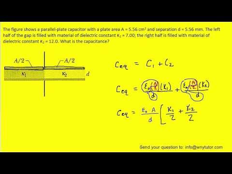 The figure shows a parallel-plate capacitor with a plate area