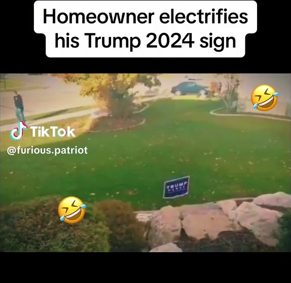 Hilarious Prank: Electrified Trump Sign | #Trump2024 #MAGA