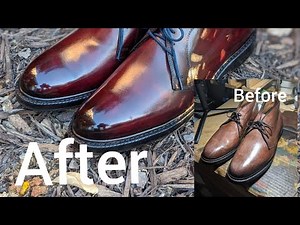 Custom Shoe Patina Tutorial: Taking Allen Edmonds Chukka Boot from Tan to Oxblood with mirror shine