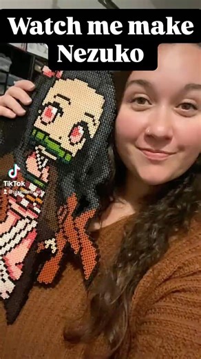 Nezuko Fuse Bead Process | Creating to Melting | Demon Slayer #Shorts #fusebeads #pixelart