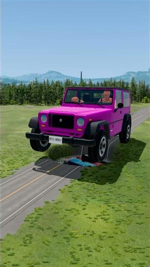 Big & Small Monster Jeep Cars vs Big Water Pit - BeamNG.Drive