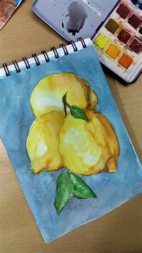 practicing lemons with watercolors #youtubeshorts #drawingtechniques #painting #watercolor