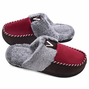 VONMAY Women's Comfy Fuzzy House Slipper Scuff Memory Foam Slip on Warm Moccasin Style Indoor Outdoor