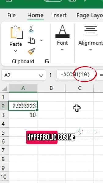 Day 5 of Every Excel Function #excel #day5 #ACOSH