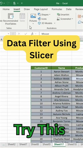 Filter Data Easily with Slicers | Excel Tutorial #excel #spreadsheetmagic #excelshortcuts #exceltips