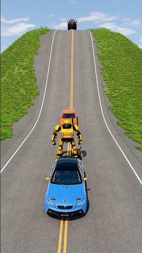 Big & Small Cars & Tanker vs Robot 3D Character-BeamNG-Drive #game #beamng