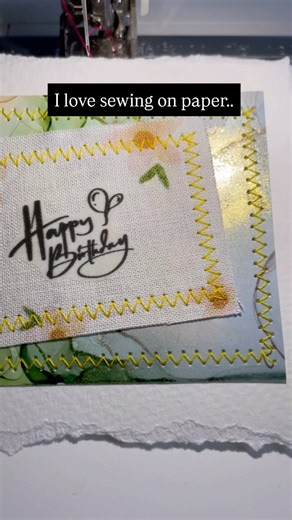 Sewing on paper with fabric scraps and photographs - card making inspiration
