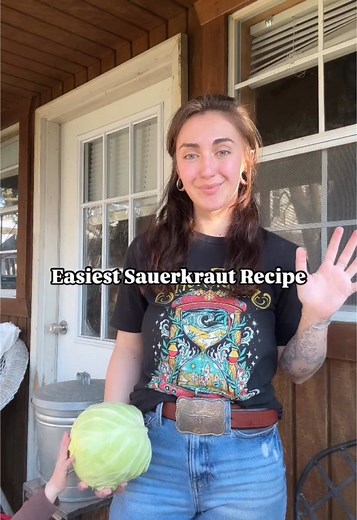 Sauerkraut is one of my favorite ferments because it’s so simple! What you’ll need:: Cabbage & salt A good chopping knife A bowl and a jar Instructions:: -Dice your cabbage into sauerkraut sized pieces 🤣🧡 -put into a large mixing bowl & generously cover with salt - massage until the texture is less firm & cabbage liquid is at the bottom of the bowl -PACK it into the jar, really stuff it down & make sure the liquid from the cabbage submerges itself -let it ferment in a cabinet for atleast 4-5 d