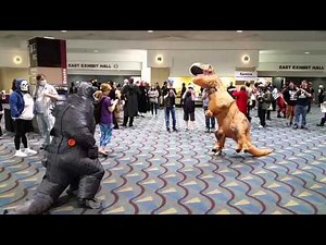 KamiCon Godzilla vs. T Rex fight.