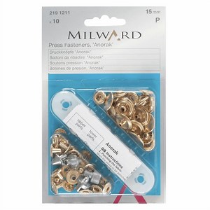 Gold Anorak 15mm Snaps (10 Pieces)