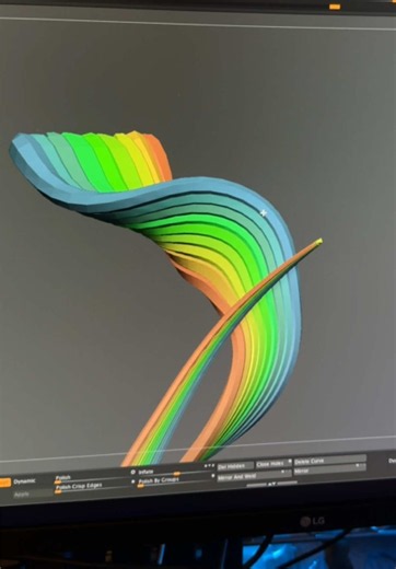 Practicing 3D sculpting: array, poly groups, twist, bridging holes, and bend curve. #3dsculpting