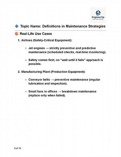 63 - Definitions in Maintenance Strategies