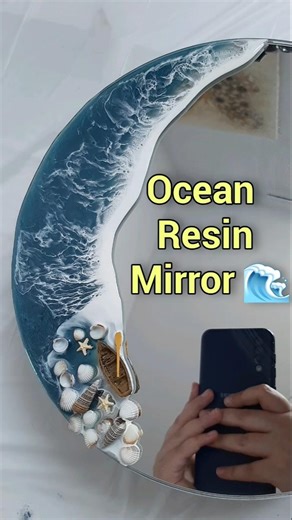 I Turned a Mirror Into an Ocean 🌊Watch the Waves – Full Tutorial Soon #shorts #resinart #resinmirror