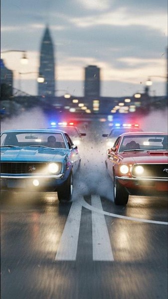Police Mustang Camaro Winner Takes All