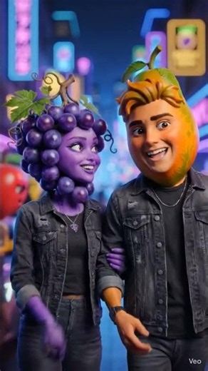 Cute Grape & Papaya love story with fun, emotions, and drama! Watch till the end. ❤️