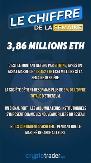 BitMine contrôle déjà plus de 3 % de l'offre d’Ethereum