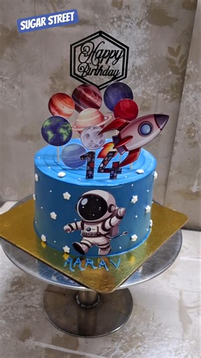 1.5 kg space theme cake design without fondant|Astronaut rocket planets stars cake