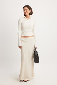 Linen Mermaid Shape Maxi Skirt Beige