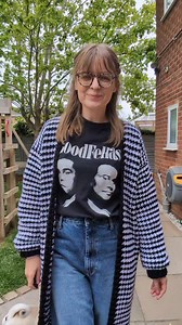 6.5K views · 143 reactions | Crochet outfit of the Day is The Houndstooth Cardigan which is available as a written pattern and a full length YouTube tutorial! You can also use any ply of yarn from your stash! #crochetfashion #crochetsweater #crochettutorial #crochettop #crochet #houndstooth #houndstoothcrochet #goodfellas | Craft and a Cuppa | Facebook