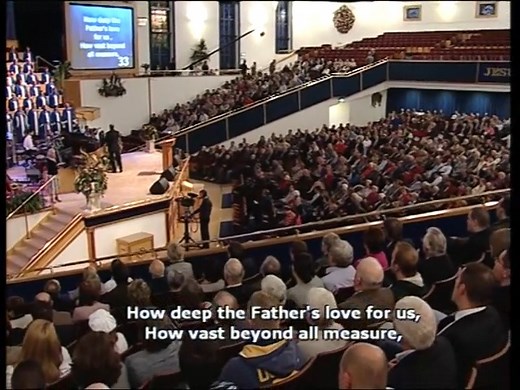 1. How deep the Father’s love for us, How vast beyond all measure, That He should give His only Son, To make a wretch His treasure, How great the pain of searing loss, The Father turns His face away, As wounds which mar the Chosen One, Bring many sons to glory. . . 2. Behold the Man upon a cross, My sin upon His shoulders, Ashamed, I hear my mocking voice, Call out among the scoffers, It was my sin that held Him there, Until it was accomplished, His dying breath has brought me life, I know that 