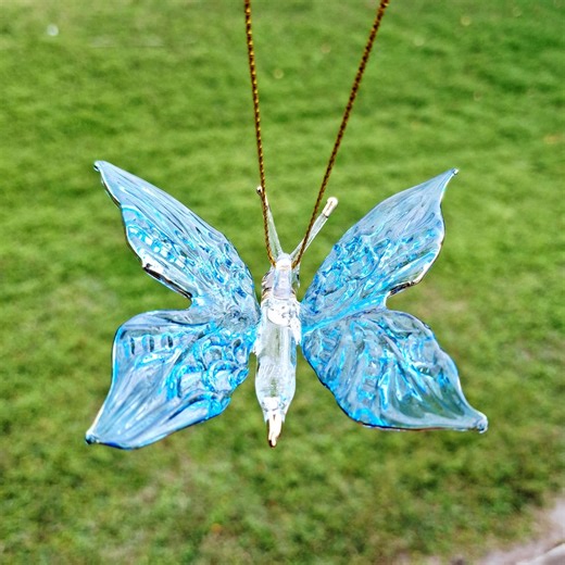 Sky Blue Glass Butterfly Ornament | Mouth-blown Pyrex | Nature Inspired Glass Decor - Etsy